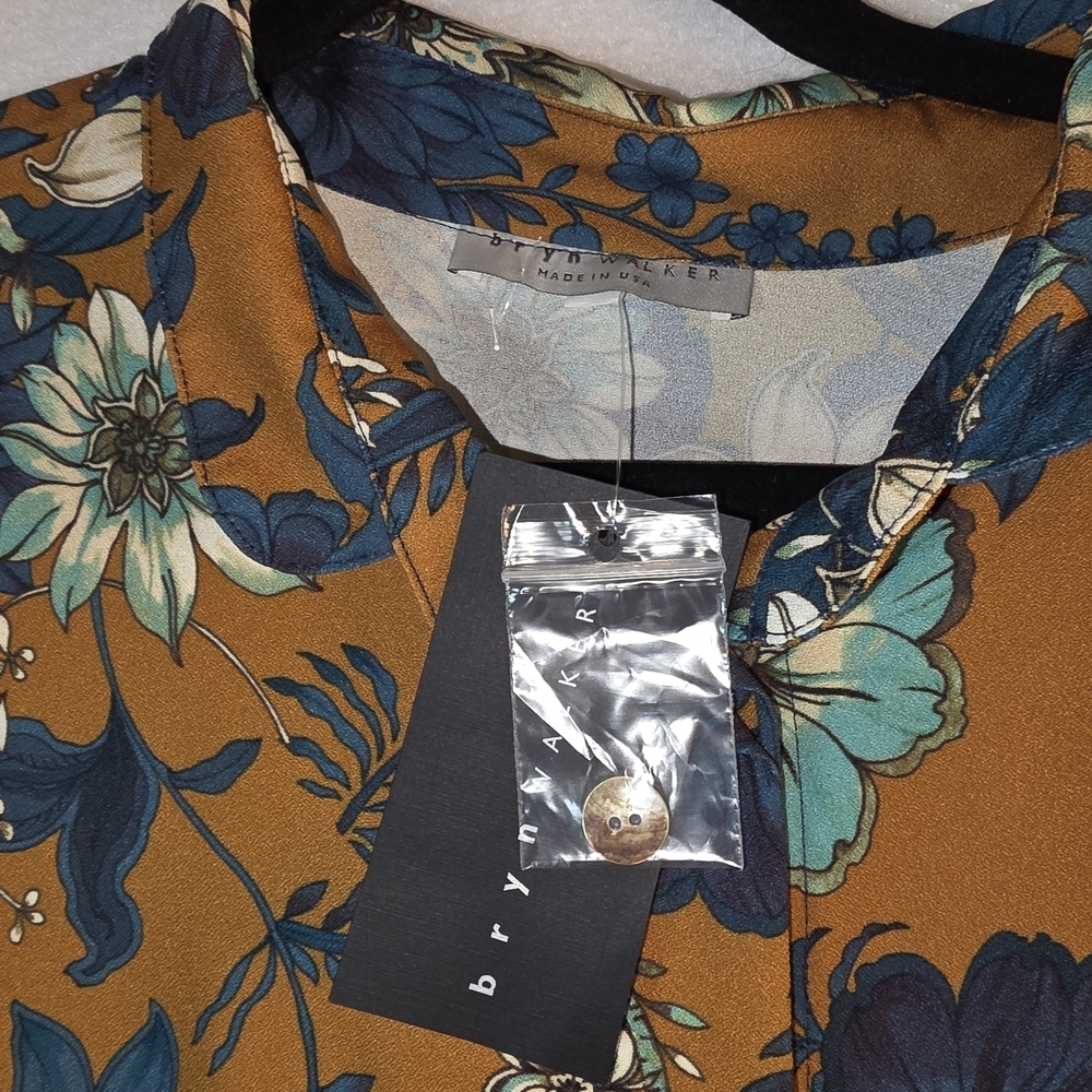 Bryn Walker Floral Oversized Blouse Artsy Lagenlook Made USA - Picture 8 of 11
